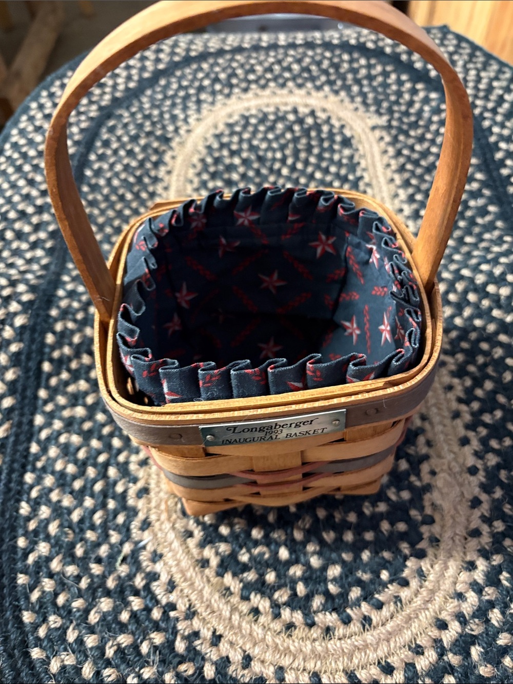 Longaberger Navy with Red Star Liner 1993 inaugural basket